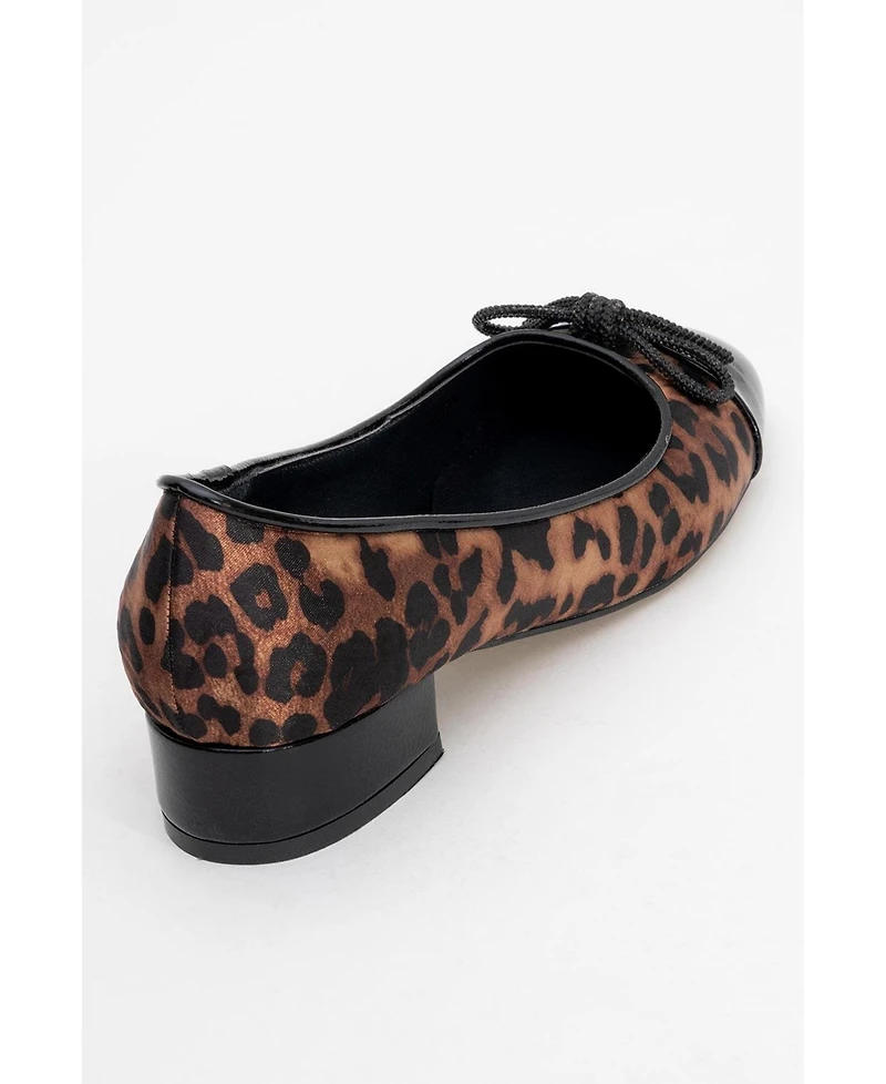 Prologue Shoes Women's Julien Bow Detail Block Heel Flat