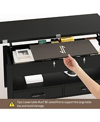 gaomon 40" Coffee Table Lift Top, Multi-Function Convertible Coffee Table with Drawers and Hidden Compartment, Converts to Dining Table