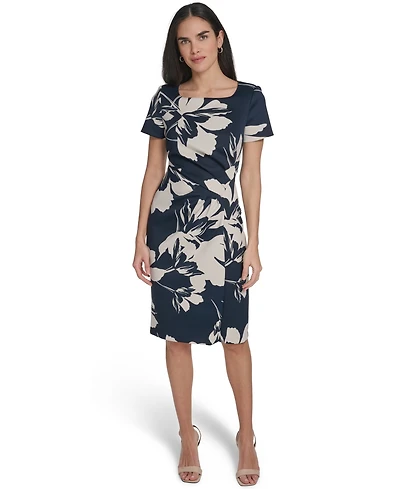 Calvin Klein Petite Printed Square Neck Midi Dress