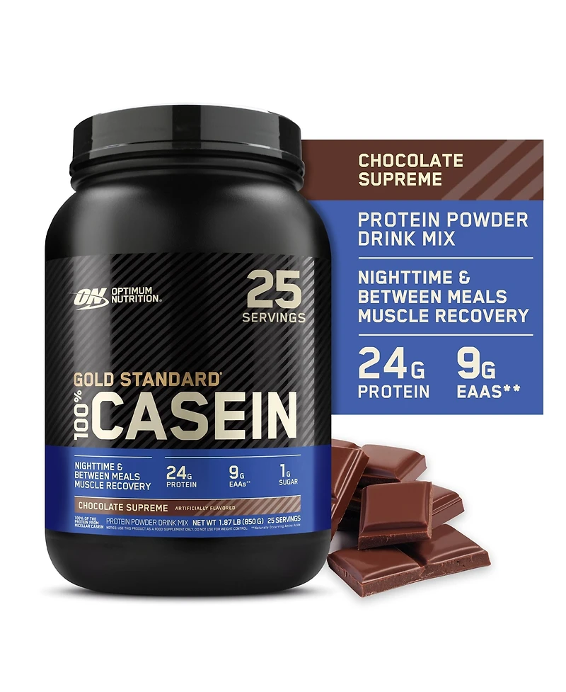 Optimum Nutrition Gold Standard Casein, 24 grams Protein Powder, Chocolate Supreme, 25 Servings
