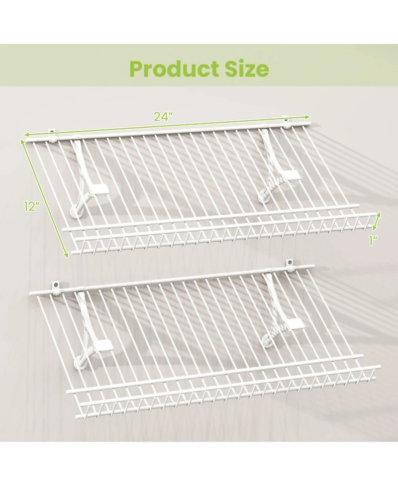 Gouun Set of 2 Wall-Mounted Metal Wire Shoe Shelves with Edge Protection