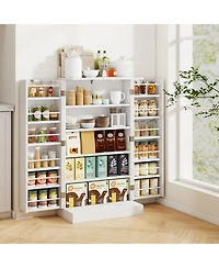 Gouun 41 in Tall Kitchen Pantry Cabinet with Adjustable Shelves and Side Door Storage