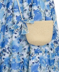 Speechless Girls' 7-16 Maxi Ruffle Square Neck Dress with Bag