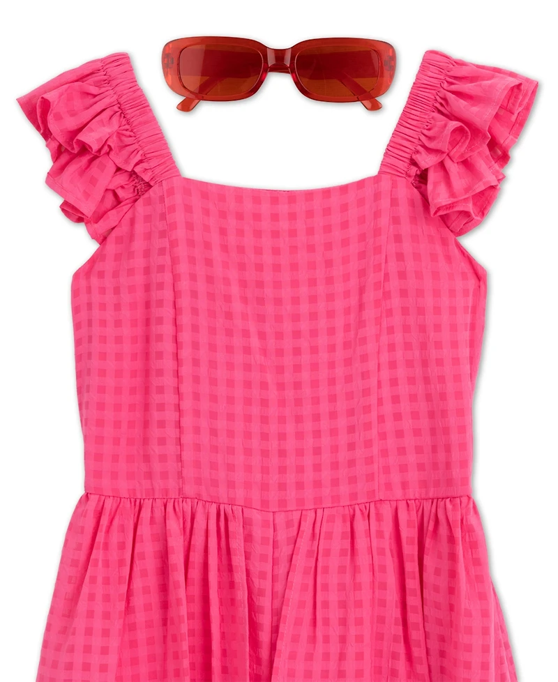 Speechless Girls' 7-16 Ruffle Sleeve Dress with Sunglass