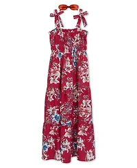 Speechless Girls' 7-16 Floral Printed Maxi with Straps Dress Sunglass