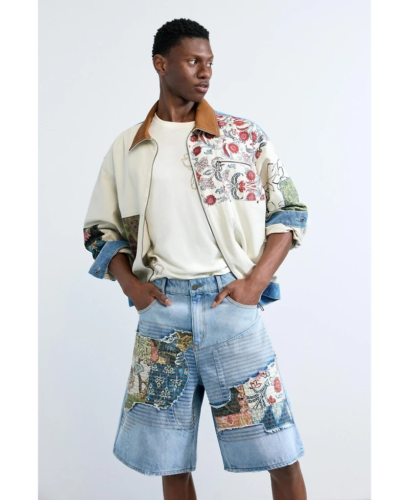 Desigual Men's Denim bermuda patches