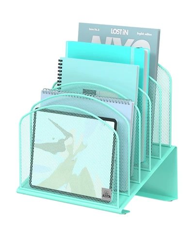 Gnuadz Inclined Desk File Organizer Metal Rack Sorter