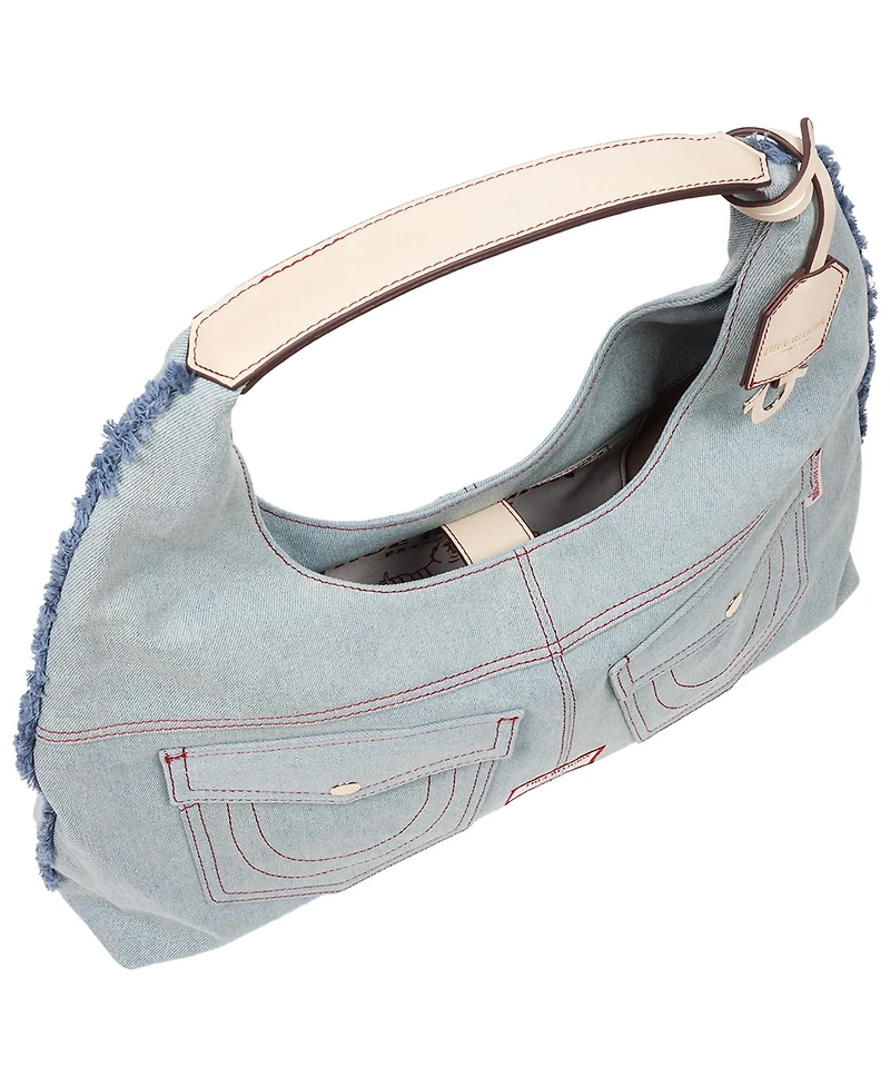 True Religion Arden Contrast Stitch Denim Hobo Bag