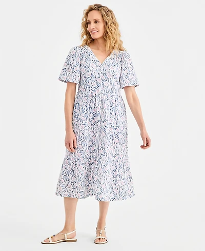 Style & Co Women's Cotton Gauze Tiered Button-Front Midi Dress, Macy's Exclusive