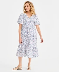 Style & Co Women's Cotton Gauze Tiered Button-Front Midi Dress, Macy's Exclusive