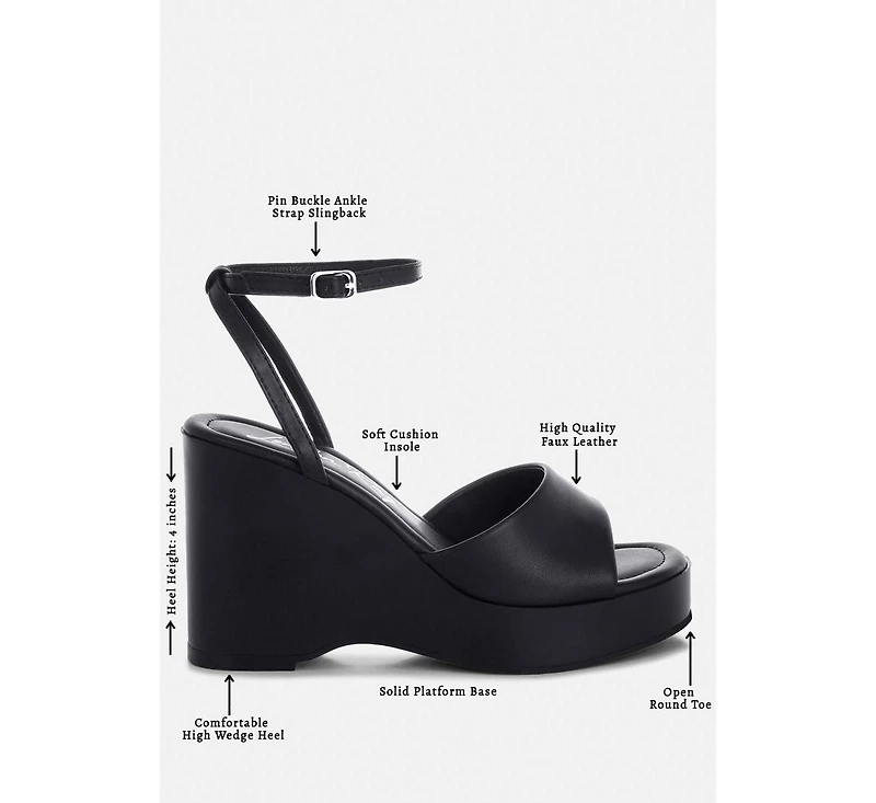 London Rag Women's Sangria Solid Platform Faux Leather Wedges