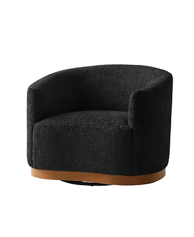 Hulala Home Berklie 31.5"W Modern Boucle Chenille Swivel Barrel Armchair with Ergonomic Backrest