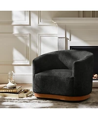 Hulala Home Berklie 31.5"W Modern Boucle Chenille Swivel Barrel Armchair with Ergonomic Backrest