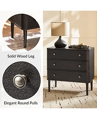 Hulala Home Cridford Modern 3-Drawer End Table and Curved Body with Solid Wood Legs Built-in Outlet