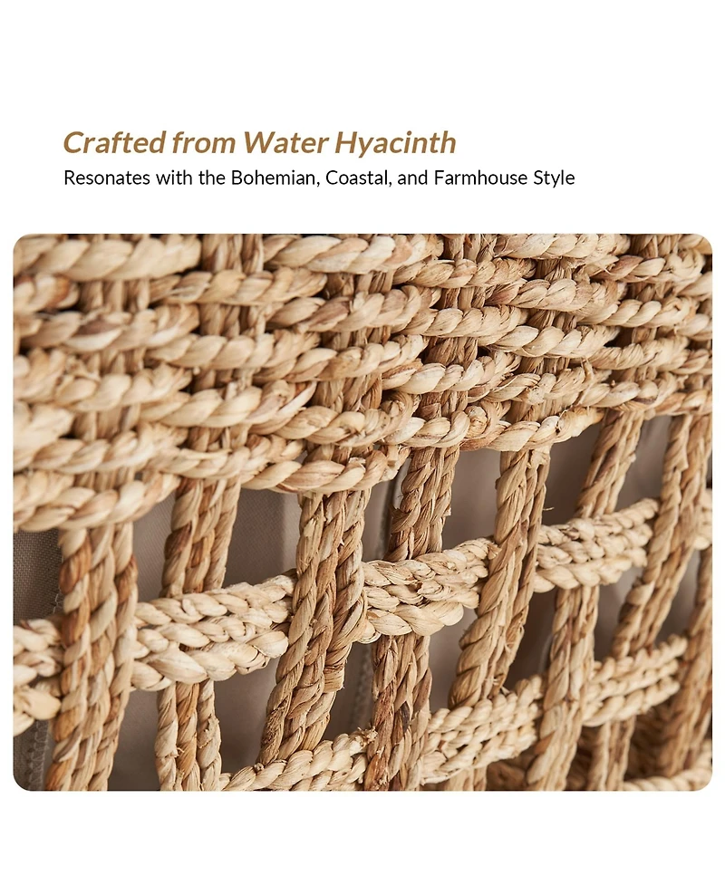 Hulala Home Anesty Flip Compartment Storage Rattan Upholstered Bench with Two Pillows and Solid Wood Feet