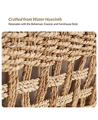 Hulala Home Anesty Flip Compartment Storage Rattan Upholstered Bench with Two Pillows and Solid Wood Feet