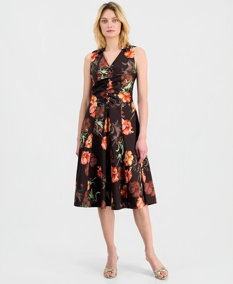 Tahari Asl Women's Ruched-Front Sleeveless Dress