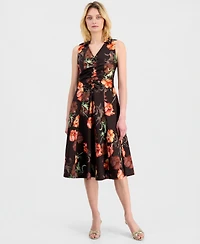 Tahari Asl Women's Ruched-Front Sleeveless Dress