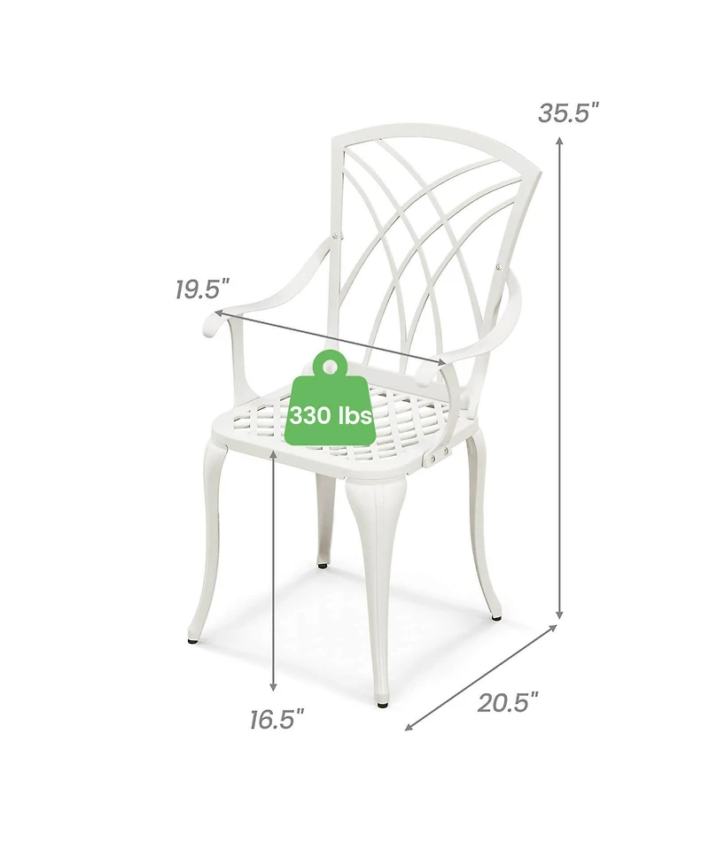Gymax Set of 4 Cast Aluminum Patio Dining Chairs w/ Armrests Patio Bistro Chairs