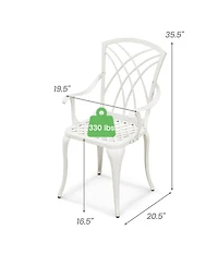 Gymax Set of 4 Cast Aluminum Patio Dining Chairs w/ Armrests Patio Bistro Chairs