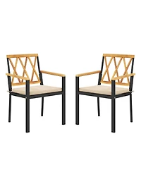 Gymax Patio Dining Chairs Set of Metal Outdoor Chairs w/ Removable Padded Cushions
