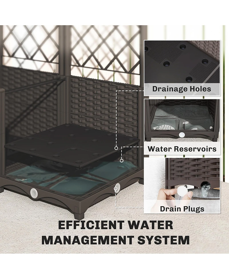 Outsunny 3PCS Self-Watering Planetr with Trellis, Automatic Watering Kit