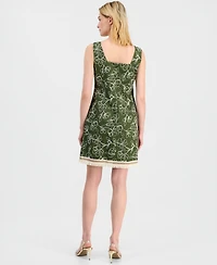 Tahari Asl Women's Embroidered Cotton Fringe-Hem Dress