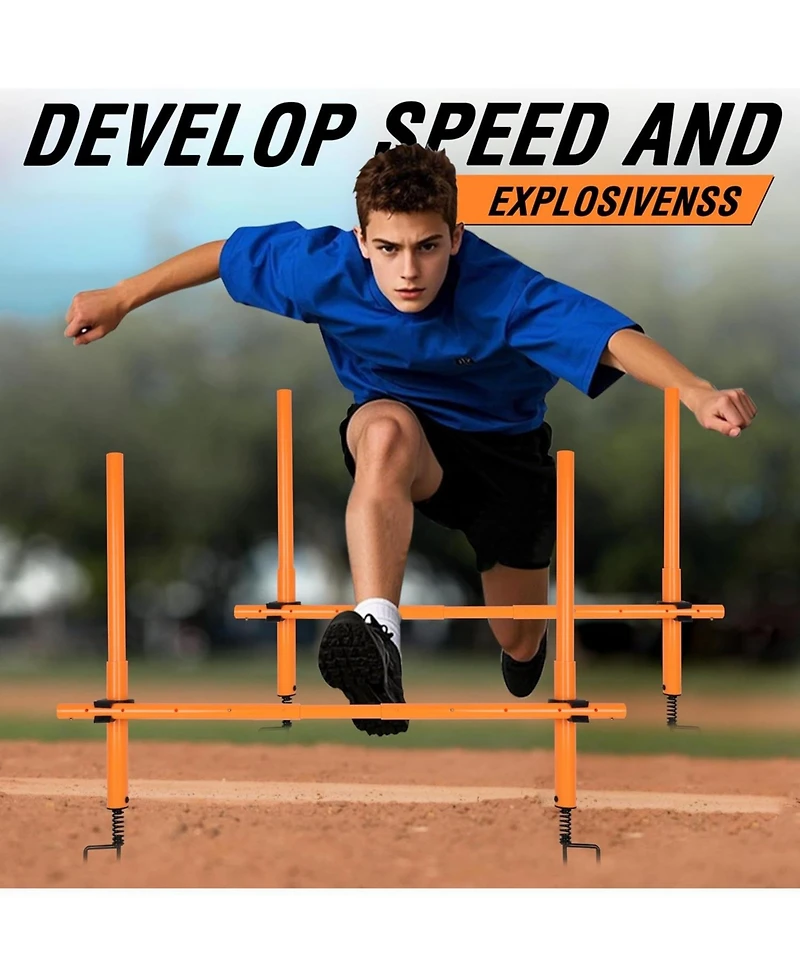 Hikeen Telescopic Length Soccer Poles Fixed and Collapsible Options Agility Training Hurdles and Football Obstacle