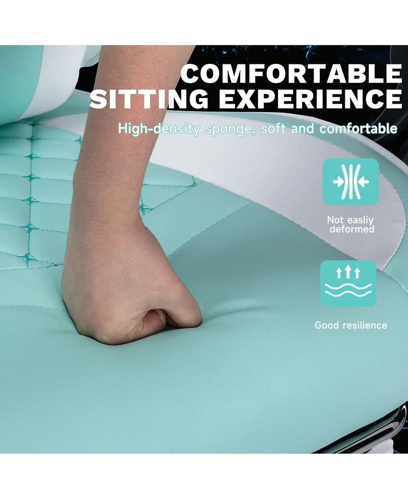 Flynama Massage Gaming Chair with Footrest,Racing Style Gamer Chair