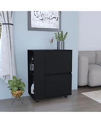 Flynama Bar Cart with Two Pull-Down Door Cabinets and Two Open Shelves