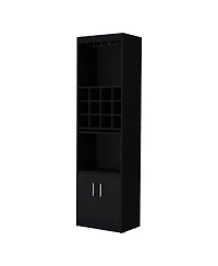 Flynama Multi-Storage Bar Cabinet with Rack, 71.1"H Compact Freestanding Home Bar