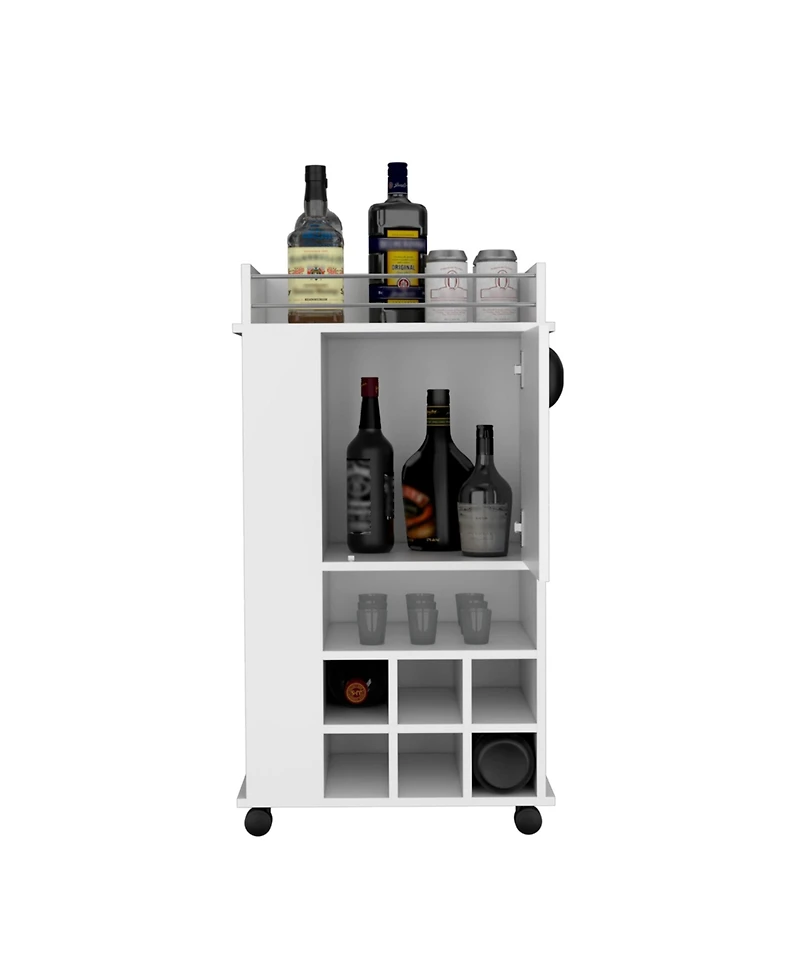 Flynama Bar Cart 4.4" W x 16.34" D with 4 Cabinets with Casters Neutral Finish