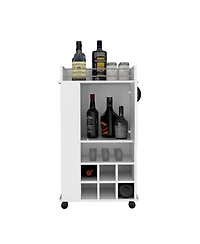 Flynama Bar Cart 4.4" W x 16.34" D with 4 Cabinets with Casters Neutral Finish