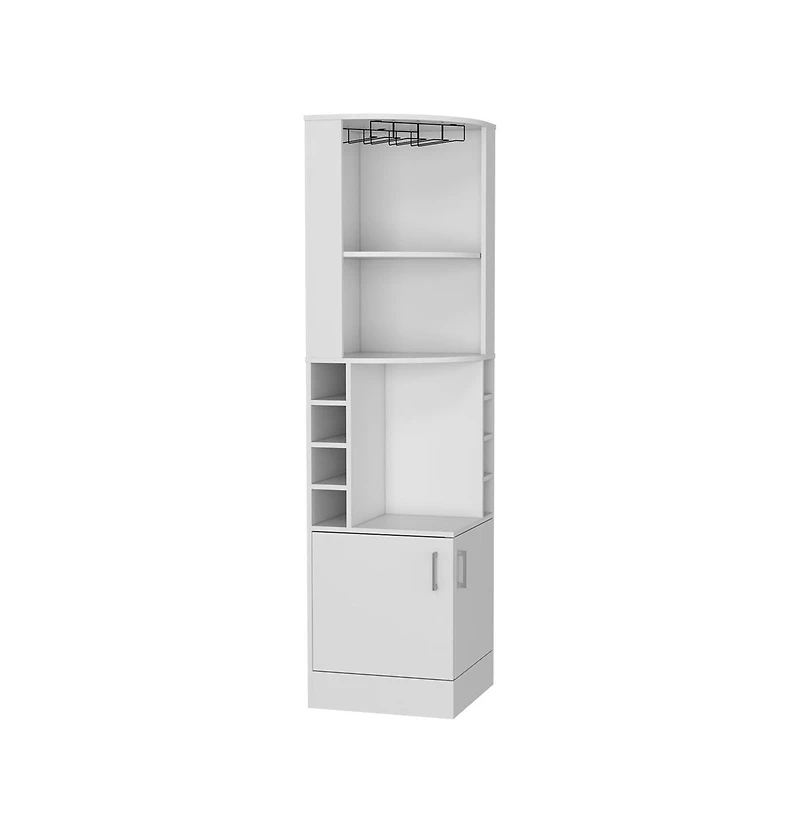 Flynama Bar Cabinet 17.0" H x 17.1" W with 2 Cabinets, 1 Shelf 8 Rack White Finish