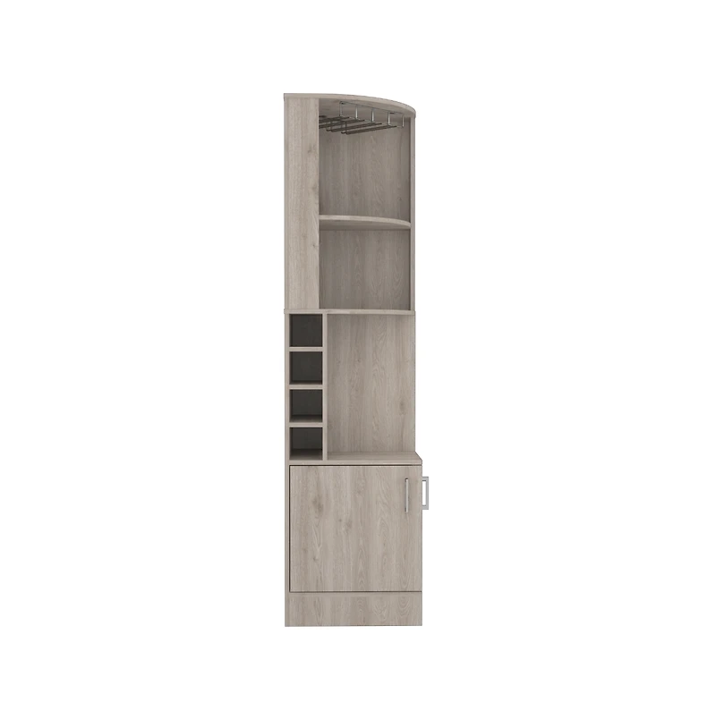 Flynama Corner Bar Cabinet with 8 Bottle Cubbies, Double Door and 2 Open Shelves