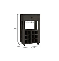 Flynama Espresso Bar Cart with 12 Built-in Rack, 8-Glass Rack and Spacious Drawer