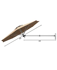 Gouun 8 ft Wall-Mounted Telescopic Folding Patio Umbrella with Adjustable Pole