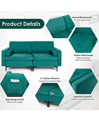 Gouun Modular Loveseat Sofa with 2 Bolsters and Side Storage Pocket