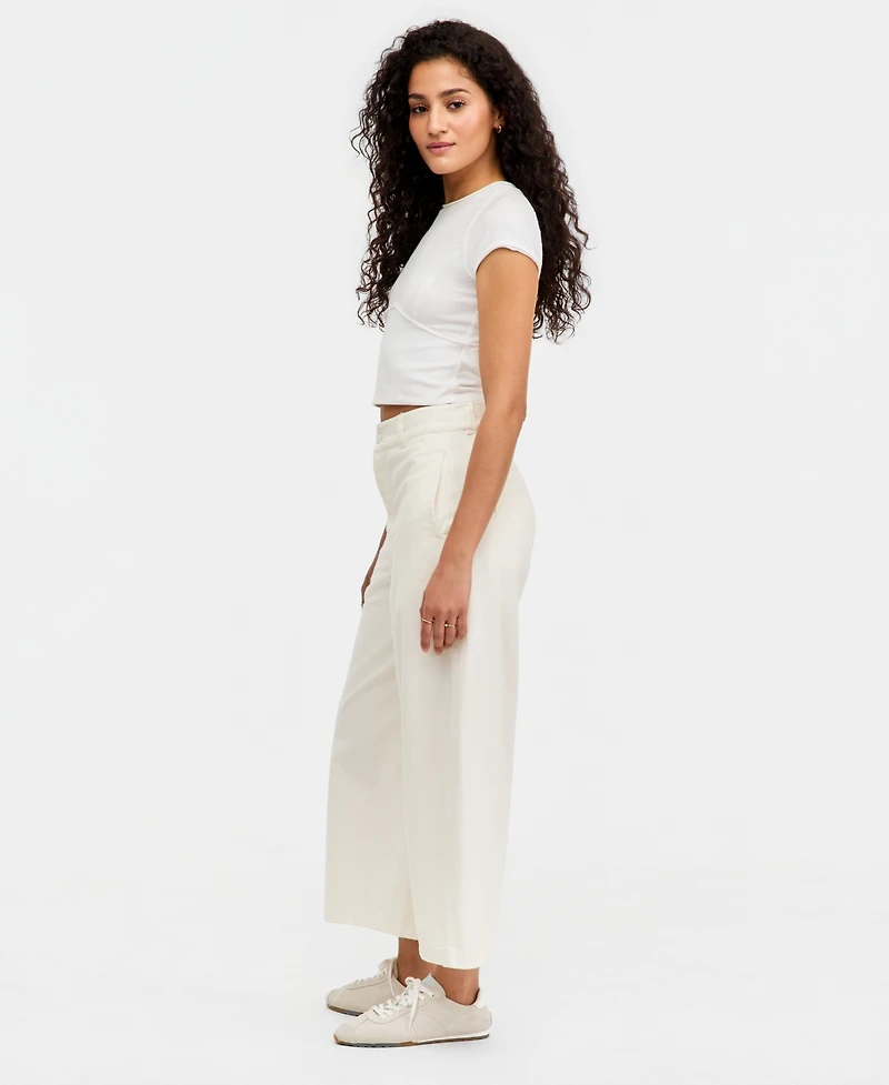 Free People Women's Laydown High-Rise Barrel-Leg Chino Cotton Pants