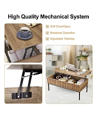 Homfan Lift Top Coffee Table with Storage, Wooden Center Table with Hidden Storage Compartment, Farmhouse End Table for Living Room, Office, Home