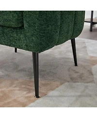 Streamdale Furniture Chenille Barrel Accent Chair, Metal Legs, Tufted