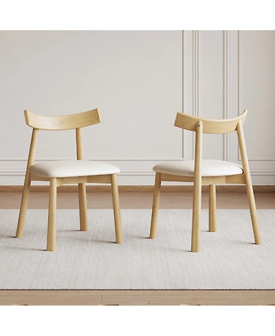 Streamdale Furniture Modern Wood Dining Chairs with Leather Cushions (Set of 2