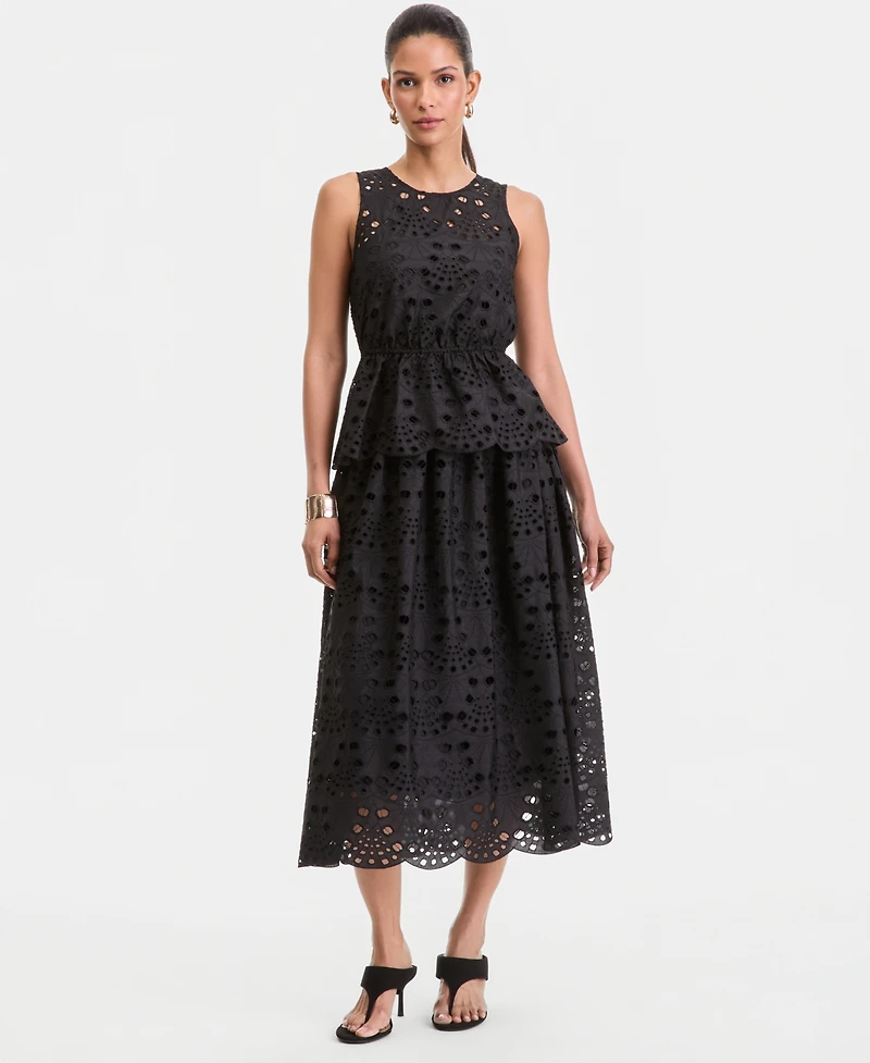 I.n.c. International Concepts Women's Sleeveless Eyelet Lace Peplum Top, Macy's Exclusive