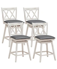 Gymax Set of Barstools Swivel Counter Height Chairs with Rubber Wood Legs