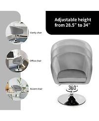 Gymax Modern Velvet Chair Height Adjustable Bar Stool Swivel Makeup Seat