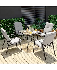 Gymax Set of 4 Patio Dining Chairs High-Back Cushions Space Saving