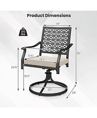 Gymax 2 Pieces Outdoor Swivel Chairs Patio Dining Chairs w/ Padded Cushions