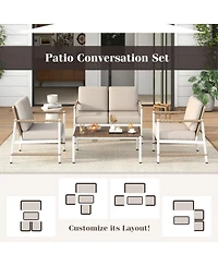Sugift 4-Piece Patio Furniture Set with Thick Cushions and Table