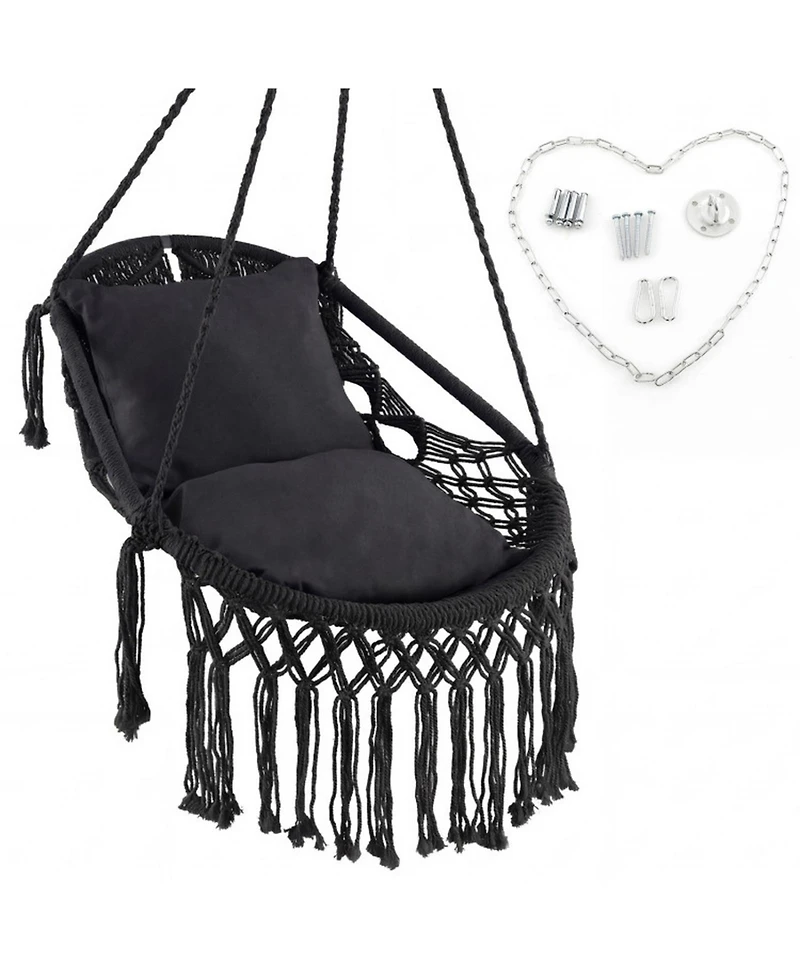 Sugift Hanging Hammock Chair with Soft Seat Cushion and Sturdy Rope Chain