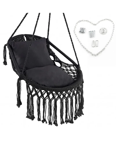 Sugift Hanging Hammock Chair with Soft Seat Cushion and Sturdy Rope Chain